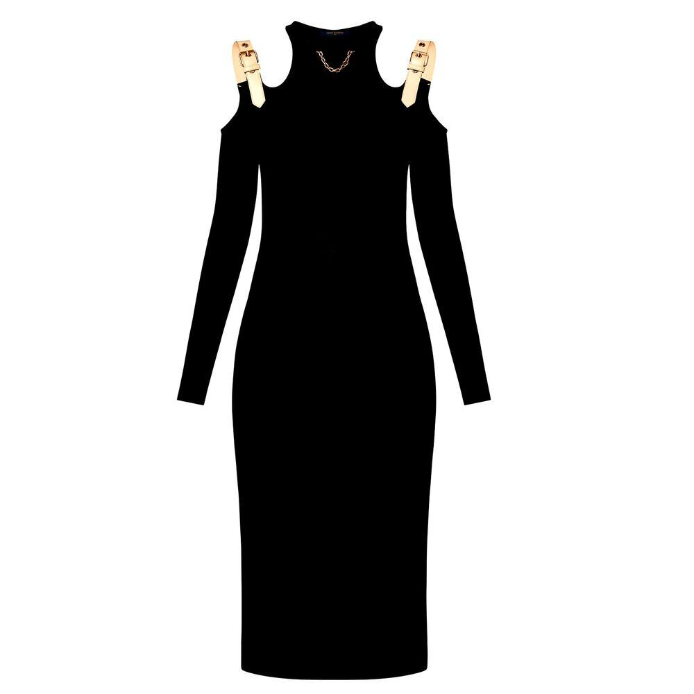 Louis Vuitton: 2024 Long Sleeve Eyelet Tab Dress w/ Buckle Straps